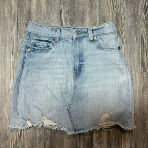 wild fable Light Blue Distressed Denim Mini Skirt